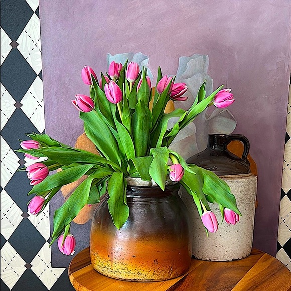 Antique Stoneware Crock Vase | Rustic Ombré Glaze | Primitive American Pottery - Picture 8 of 17